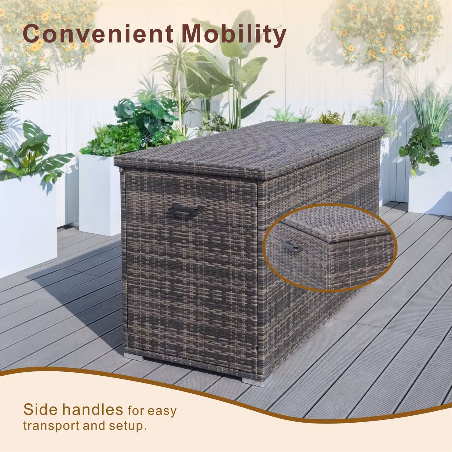 Direct Wicker 980L Brown Rattan and Aluminium Outdoor Large Deck Storage Box – 4