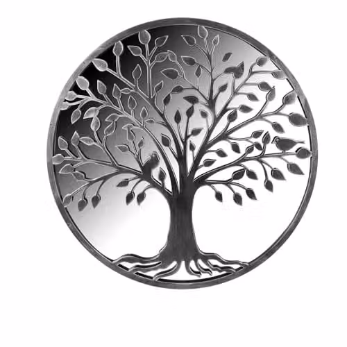 VFM e-Store Grey Tree of Life Garden Wall Mirror, W: 65 cm, H: 65 cm – 1