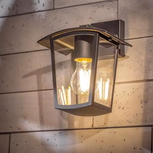 CGC Lighting Ally Black E27 Outdoor Wall Lantern with Transparent Diffuser IP54 – 3