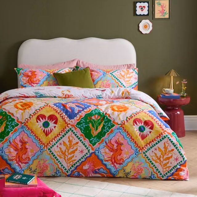Furn Seraphine Reversible Graphic Animal Duvet Cover Set, Multicolour, 200 x 200 cm