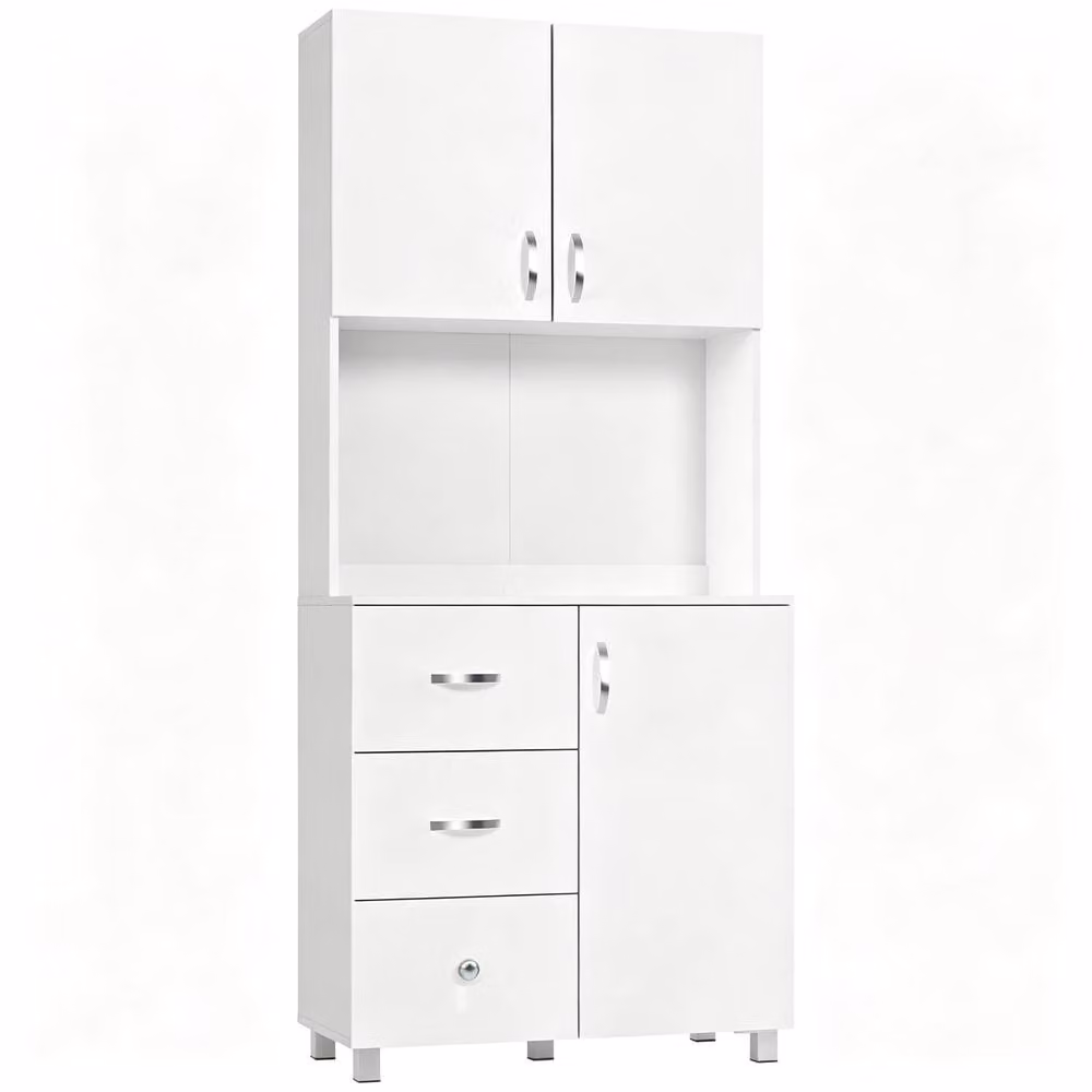 STILVORA Modern White Storage Cabinet with Hinged Doors, Internal Drawers and Shelves – 2
