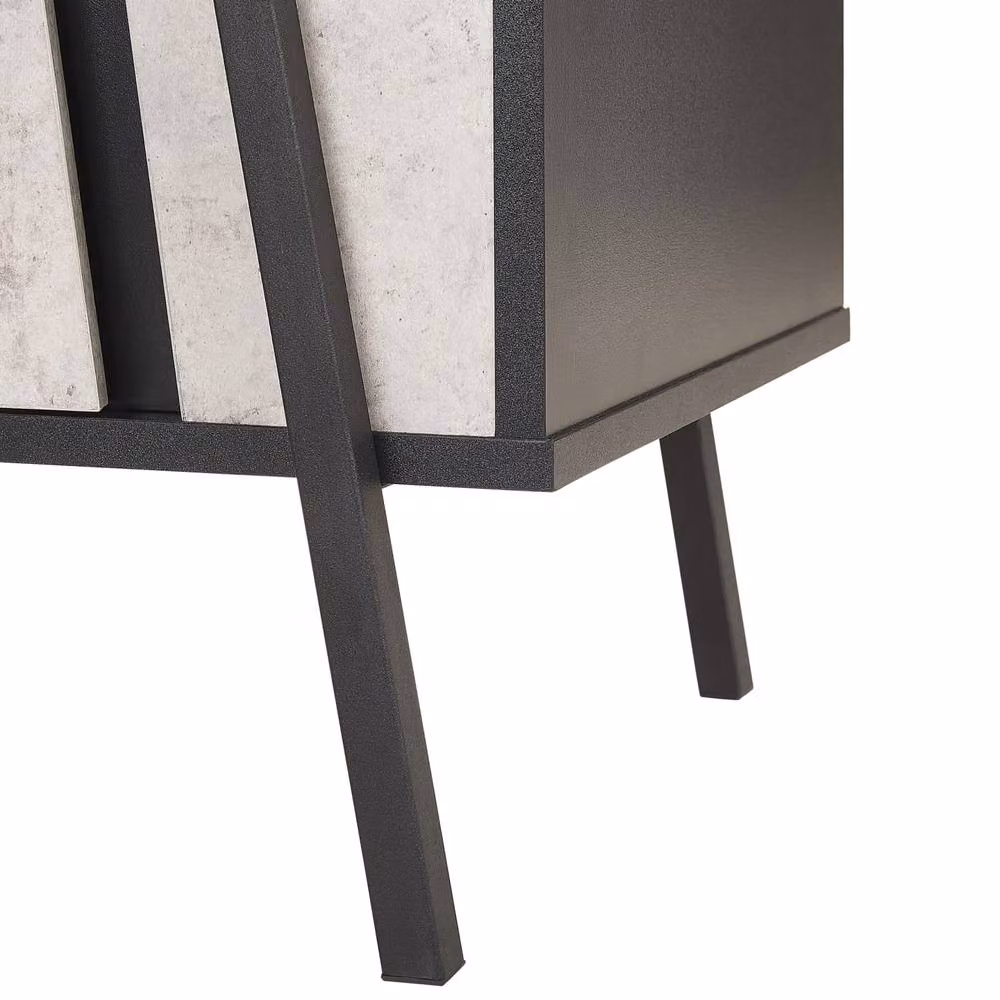 Wyld and Coco Industrial TV Stand for up to 75 inch TVs with Concrete Effect Top in Black and Grey – 4