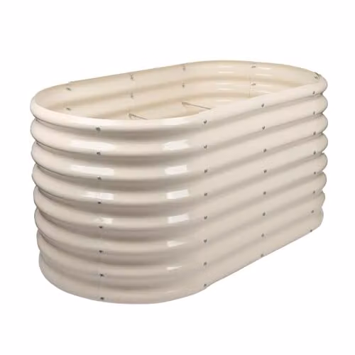 Harbour Housewares Raised Garden Bed in White, Galvanised Steel Planter Box, W/D/H: 120 x 60 x 60 cm