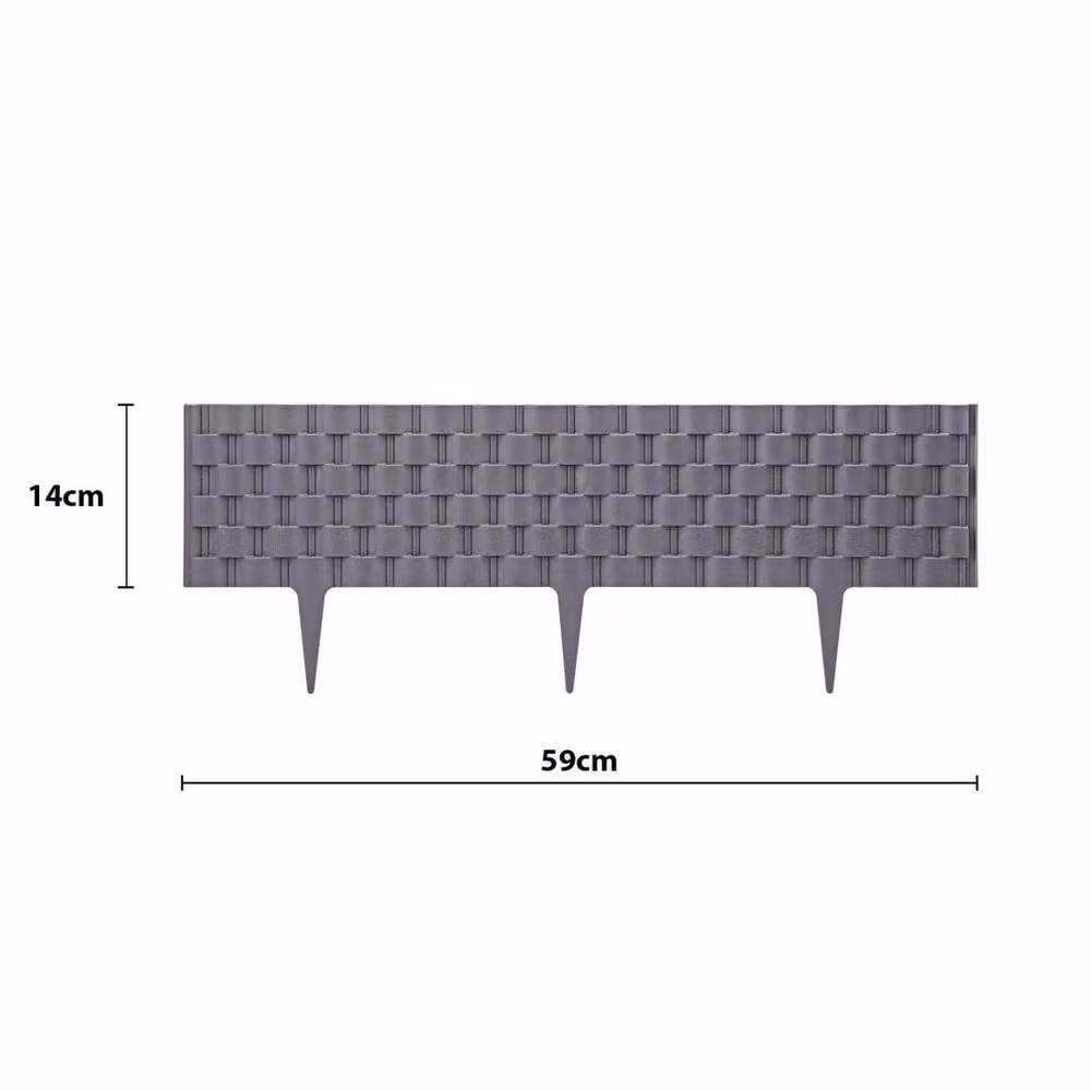 FLAVORA Grey Rattan Effect Plastic Garden Lawn Edging, W: 100 cm, H: 15 cm – 2