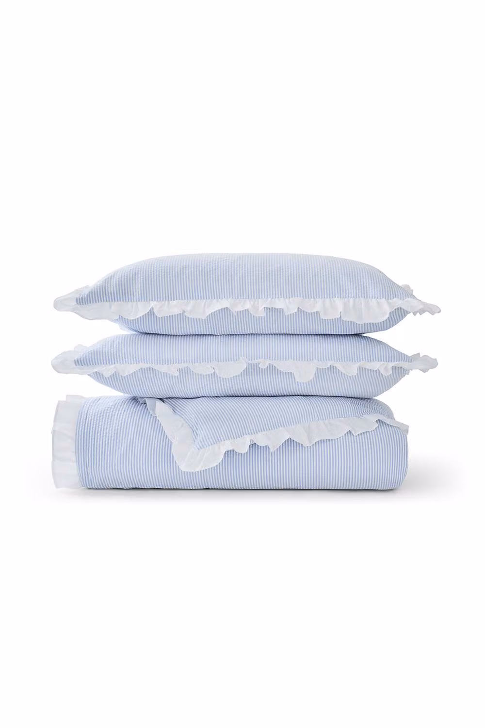 Christy Blue Seersucker Cotton Striped Duvet Cover and Pillowcase Set, W/D/H: 200 x 200 cm and 50 x 75 cm – 2