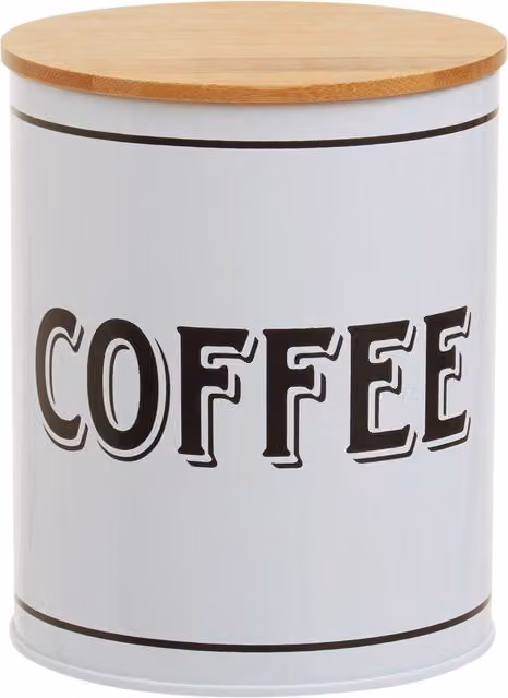 Orsina Chic Design Airtight Metal and Bamboo Coffee Canister in White or Black