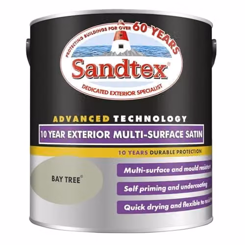 Sandtex 10 Year Multi Surface Satin Paint, Green, 2.5 l