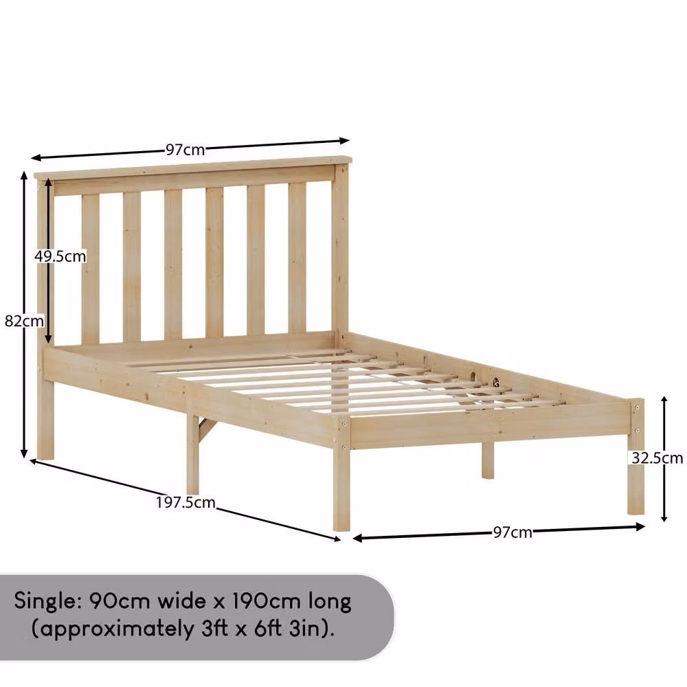 Vida Designs Milan Single Solid Wood Bed in Natural Pine – 2