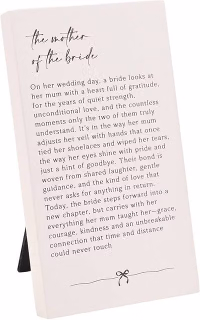 Amore by Juliana Mother of the Bride Wedding Gift Verse Plaque in White