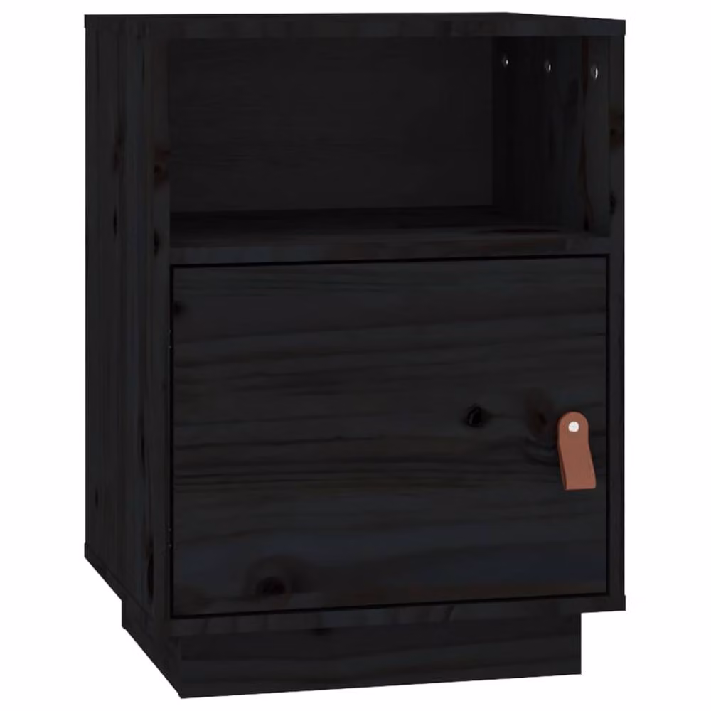 Berkfield Home Beautiful Bedside Cabinets, Set of 2, Black Solid Pine Wood, W/D/H: 40 x 34 x 55 cm – 4