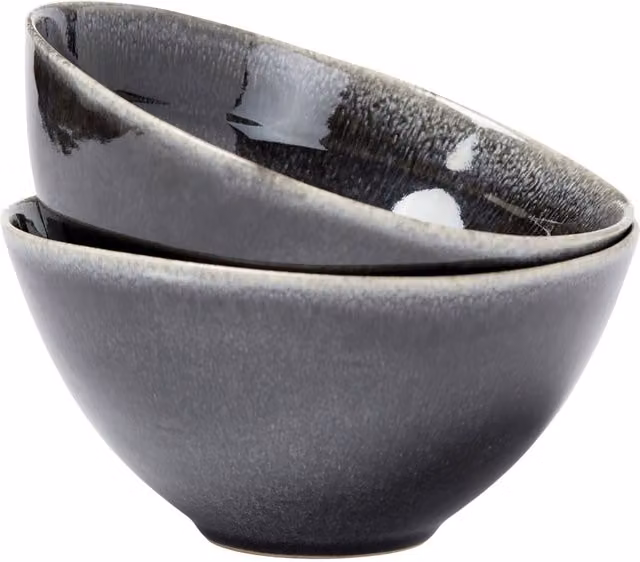 Vinga Nomimono Stoneware Bowls, Pack of 2, Black – 1