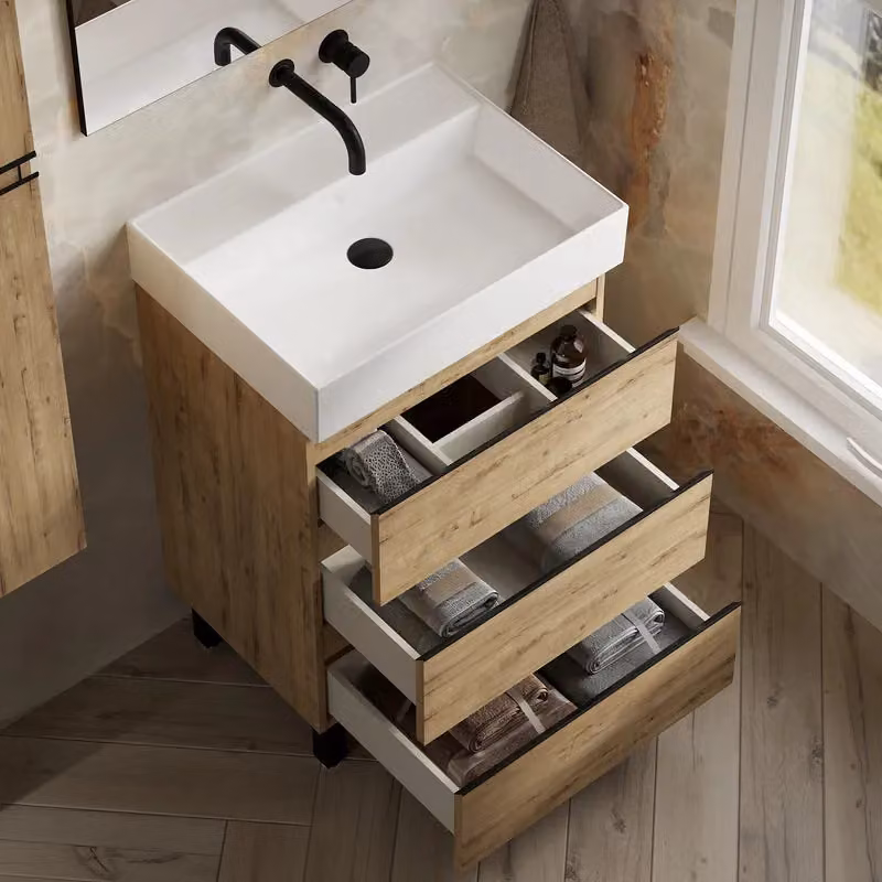 Banyetti Vatilla 600mm Floorstanding Vanity with Veneto No Tap Hole Basin in Ostippo Light Oak – 3