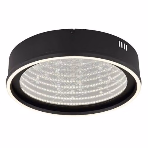 Globo Lighting Mirrora LED Ceiling Light in Black and Transparent Glass, Diameter: 51.5 cm – 1