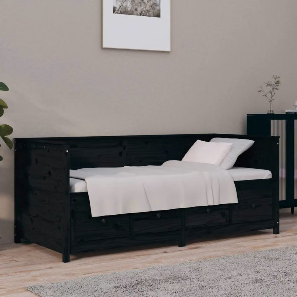 Berkfield Home Rustic Solid Wood Pine Day Bed in Black, W/D/H: 190 x 90 x 0 cm – 2