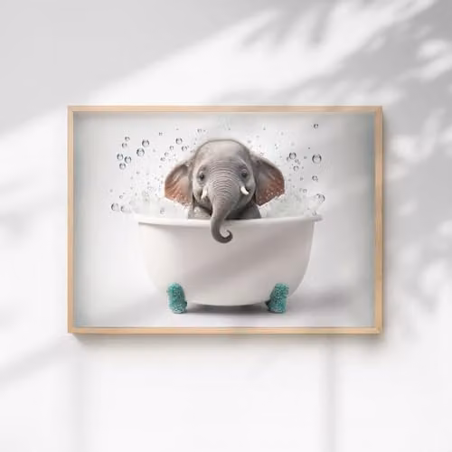 60 Second Makeover Baby Elephant Animal Print Paper Poster, A3, Multicolour