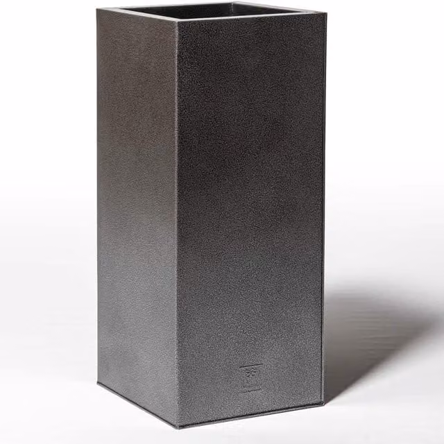 Primrose Tall Cube Galvanised Steel Textured Planter in Black and Silver