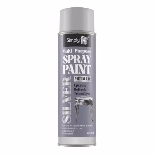 Simply Auto Multipurpose Metallic Silver Spray Paint, 400ml Quick Drying Weatherproof Aerosol – 1