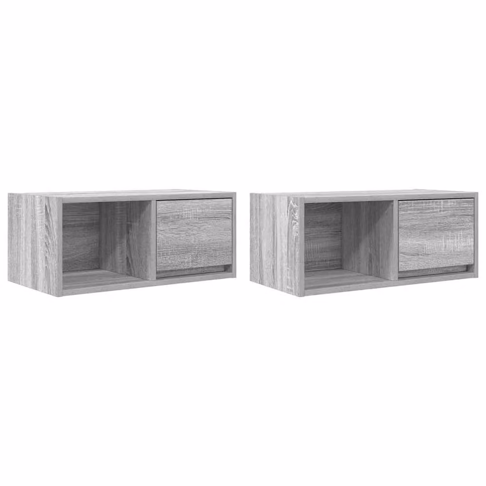 Berkfield Home Set of 2 Modern Grey Sonoma TV Cabinets in Engineered Wood, W: 60 cm, D: 31 cm, H: 25.5 cm – 2
