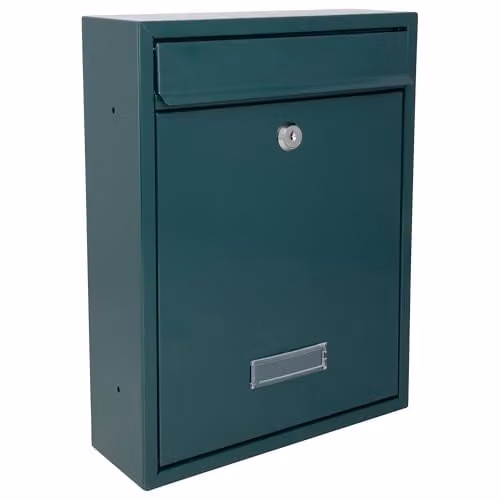 Burg-Wächter MB19G Trent Wall Mounted Galvanised Steel Lockable Weatherproof Post Box, Green, W: 26 cm, H: 34 cm, D: 9 cm