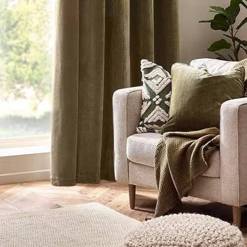 Yard Heavy Chenille Polyester Square Cushion in Green, W/D/H: 50 x 50 x 50 cm – 3