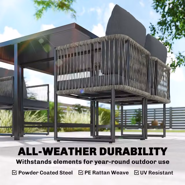 Outsunny 4-Seater Garden Dining Set with Space-Saving Chairs, Black and Grey, W/D/H: 108 x 72.5 x 43 cm