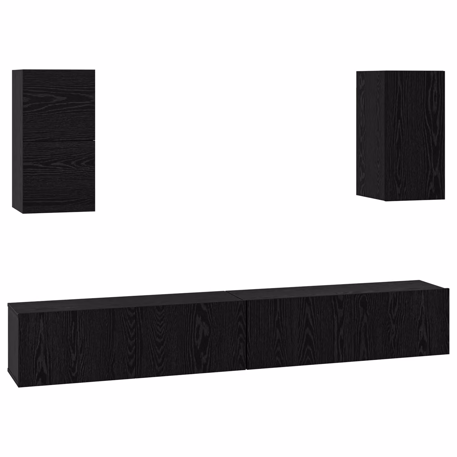 Berkfield Home Wall-Mounted TV Cabinet with Shelves and Hinged Doors in Black Oak Engineered Wood – 2