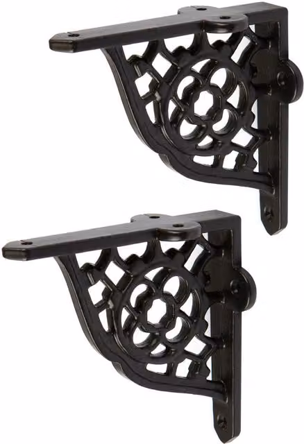 Hammer and Tongs Honeycomb Iron Shelf Bracket, Pack of 2, Matt Black, Diameter: 100 mm