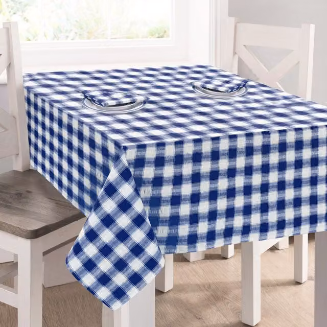 Kitchen Trends Blue Gingham Check Seersucker Square Tablecloth, W x W: 127 x 127 cm