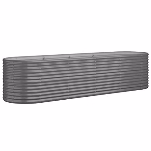 vidaXL Grey Galvanised Steel Garden Raised Bed W: 296 cm, D: 80 cm, H: 68 cm