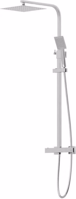 KORVIXA Modern Thermostatic Exposed Single Lever Shower Mixer in Silver Chrome – 1