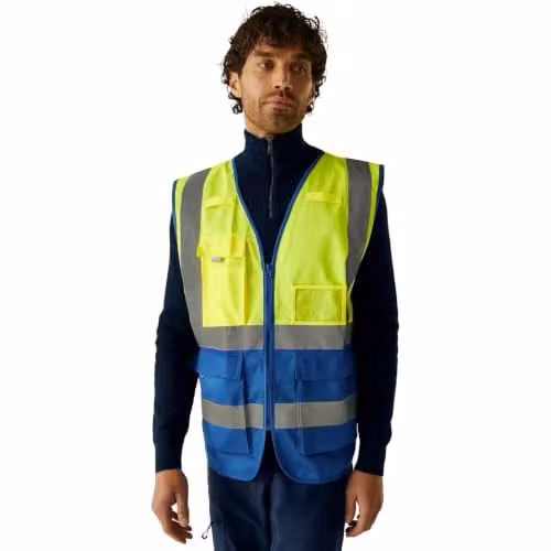 Regatta Men's Class 1 Hi-Vis Executive Vest in Yellow and Blue, Size XL