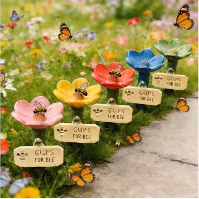 Quipulse Style 4 Multi-Pack Flower-Shaped Resin Bee Watering Station – 1