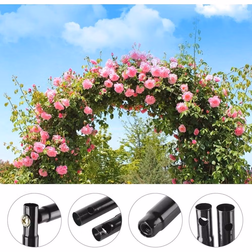 NESTLUNE Heavy Duty Climbing Plant Archway Garden Trellis in Black, W/D/H: 100 x 15 x 15 cm – 5