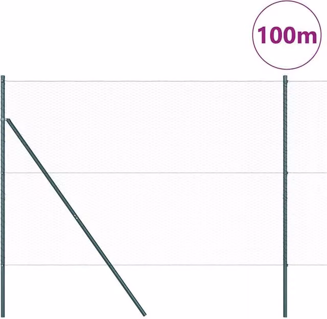 Berkfield Home Grey PVC Coated Steel Hexagon Fence 1.5 x 100 m – 1