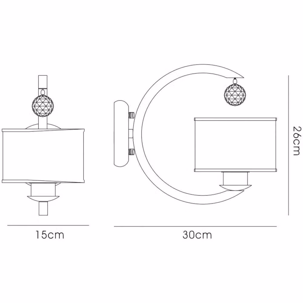 Netlighting Lincoln Wall Lamp with Crystal and Glass in Grey and Silver with E27 Socket – 3