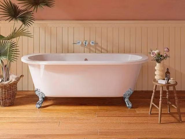 Sparus Retro Semi-Freestanding Oval Acrylic Bath with Eagle Feet, White, 190 L, W: 170 cm, D: 74 cm, H: 62 cm – 1