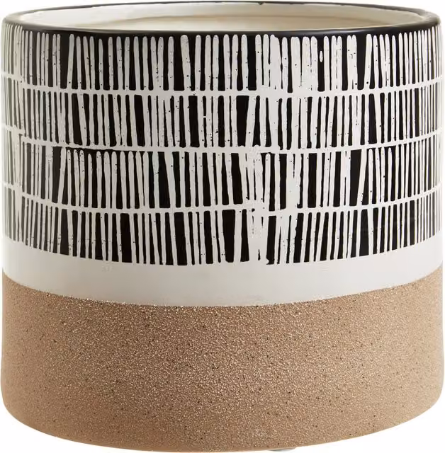Orsina Large Striped Ceramic Tabletop Planter, Black and White – 1