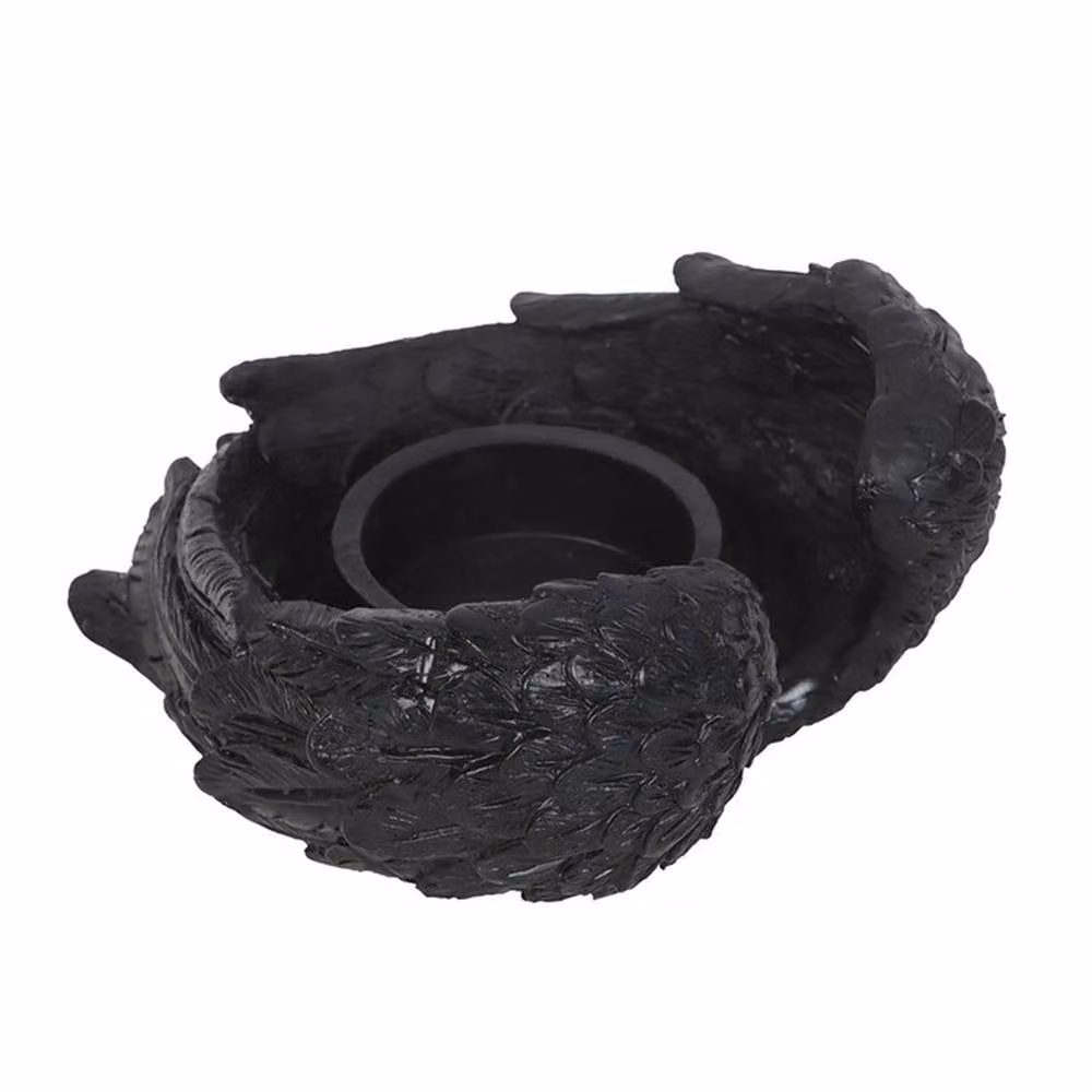 Uniqueful Raven Wings Gothic Metal Tealight Candle Holder in Black – 2