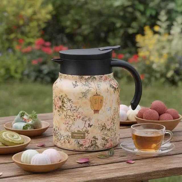 Spetlek Plum 1000ml Vacuum Teapot in Multicolour Floral Stainless Steel