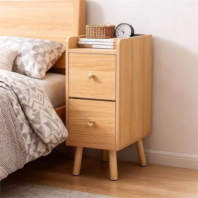 SPETLEK Narrow Wooden Bedside Table in Brown – 1