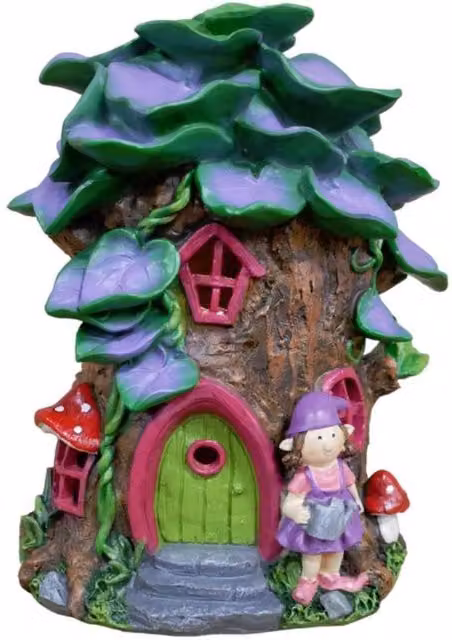 Gifts Direct 2 U Solar Fairy House Light Up Pink and Multicolour Resin Garden Ornament – 4
