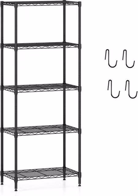 Costway 5-Tier Adjustable Metal Wire Shelving Unit in Black