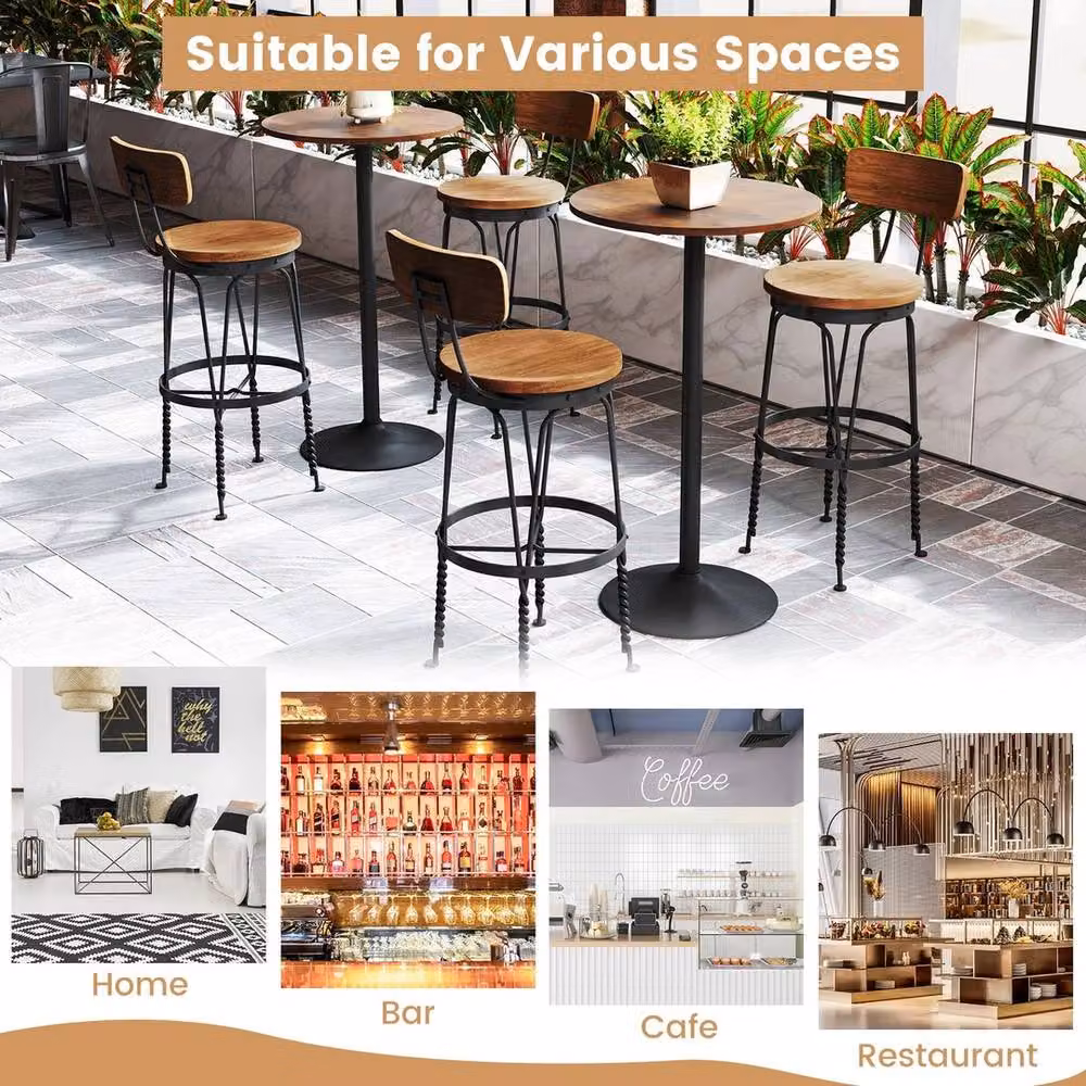 VOGREX Brown Circular Fixed Height Counter Bar Table, Diameter: 60 cm, Height: 101 cm – 2