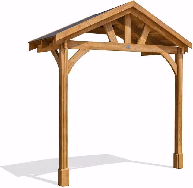 Dunster House Wooden Porch Canopy Kit with Black Shingles in Brown