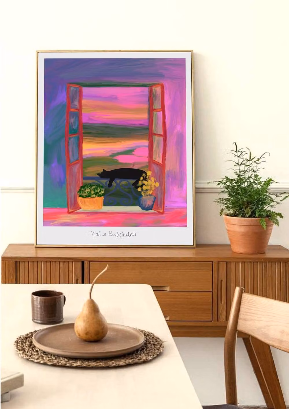 The Paper Tail Sleepy Window Black Cat Print Paper Poster, A4 – 3