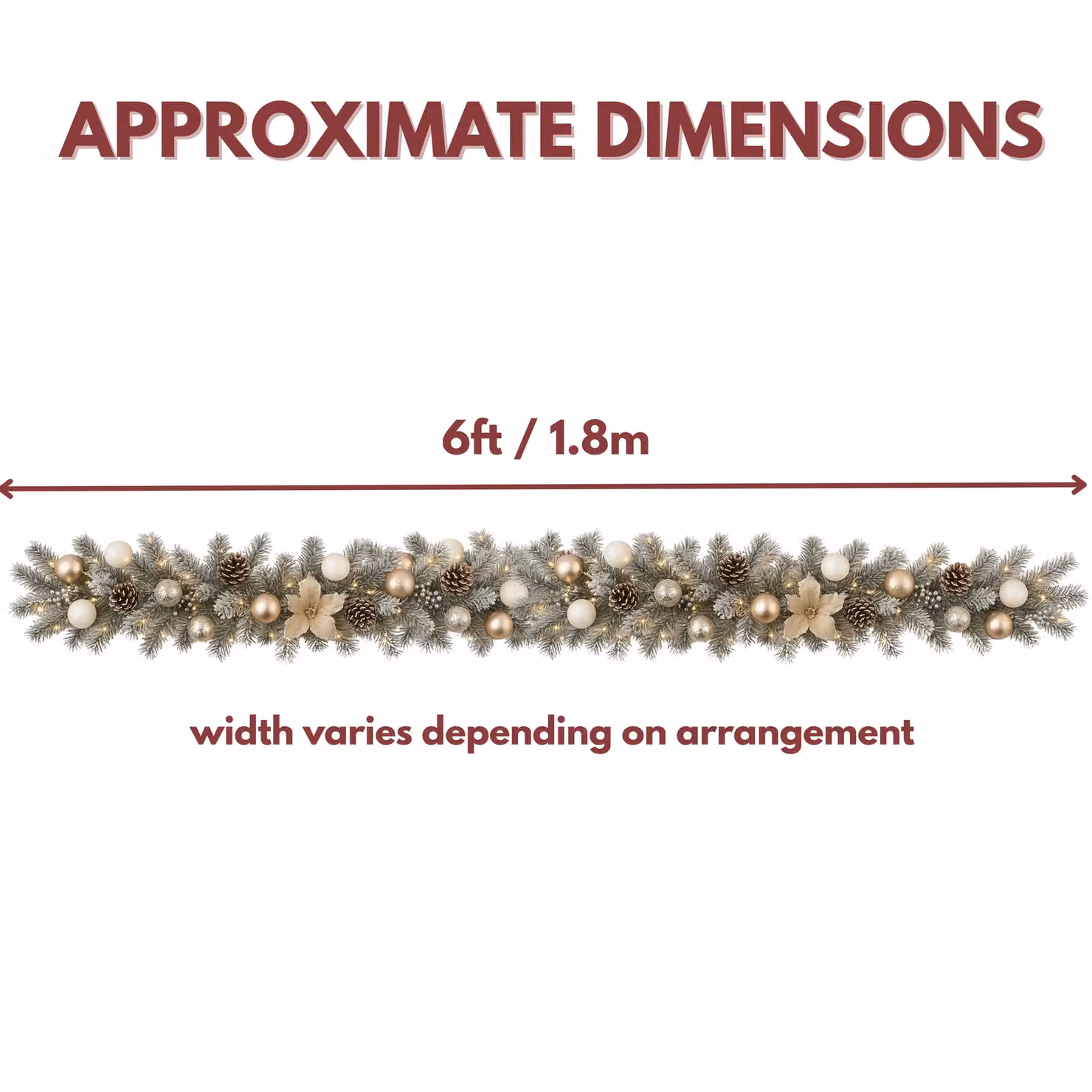 Marco Paul 6ft Artificial Frosted Christmas Garland with Pinecones in Green – 2