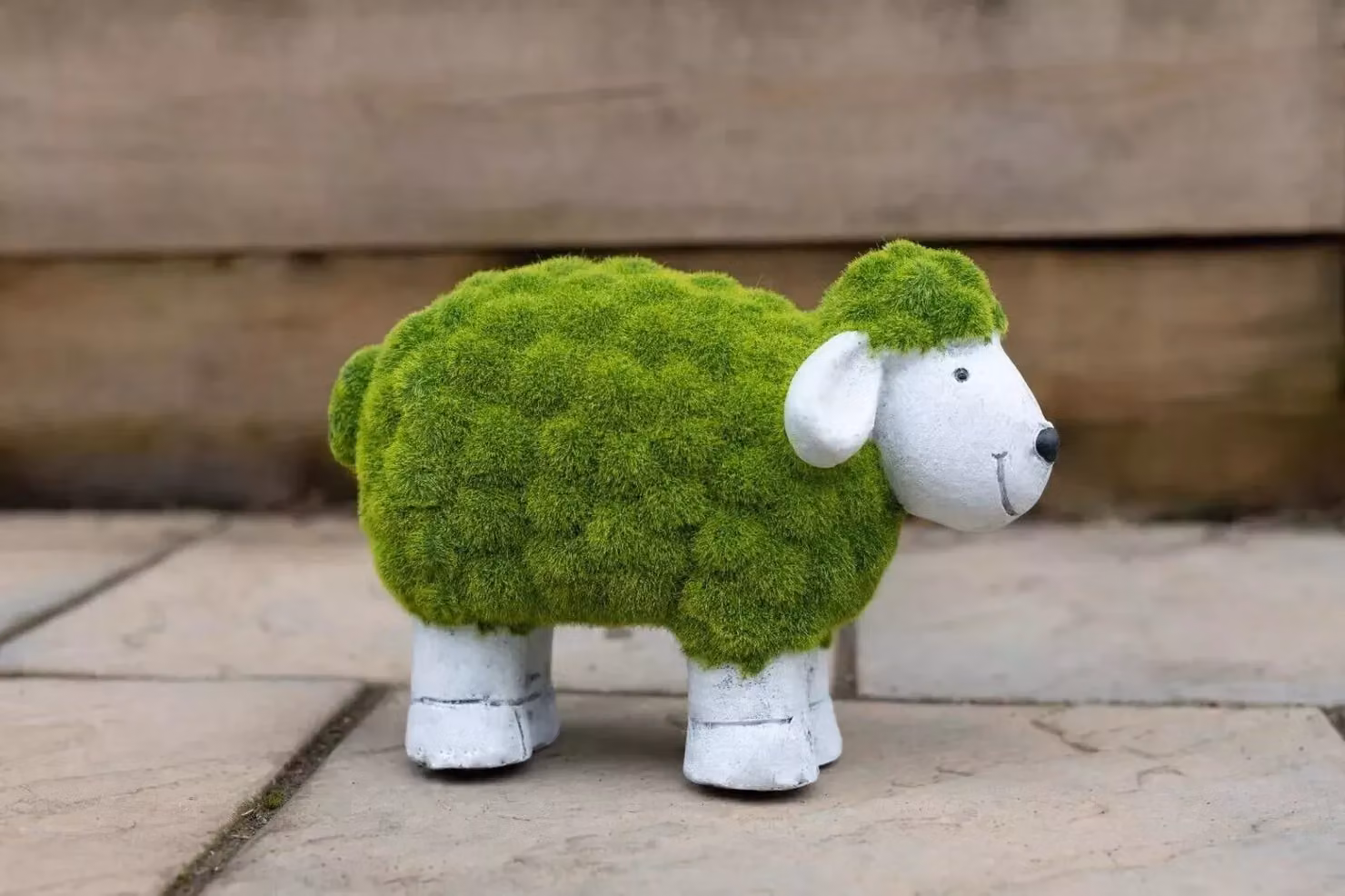 Marco Paul Stone and Grass Effect Sheep Statue in Beige and Green – 3