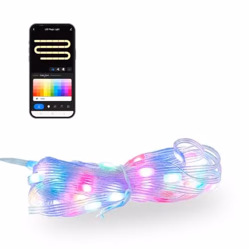 ValueLights Smart RGBIC LED Fairy String Lights, 10m Multicolour String Lights with App and Voice Control, IP65 Waterproof for Indoor and Outdoor Use – 1