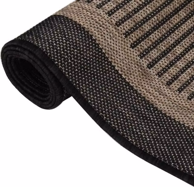 Berkfield Home Outdoor Flatweave Striped Rug, Brown, W/D/H: 80 x 250 cm