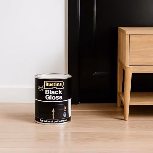 Rustins Quick Dry Black Gloss Water-Based Paint, 250ml – 3